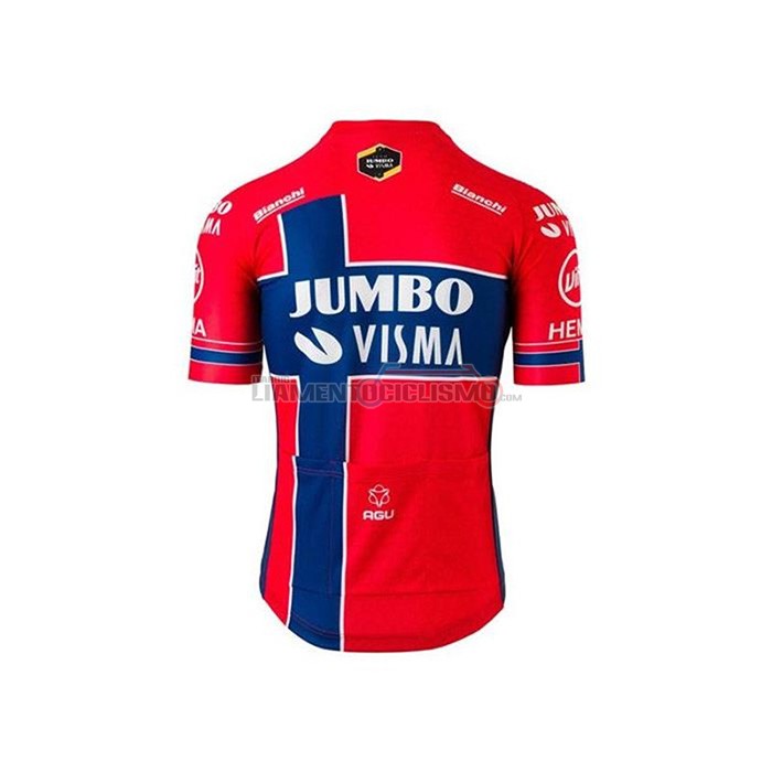 Abbigliamento Ciclismo Jumbo Visma Manica Corta 2020 Rosso Blu